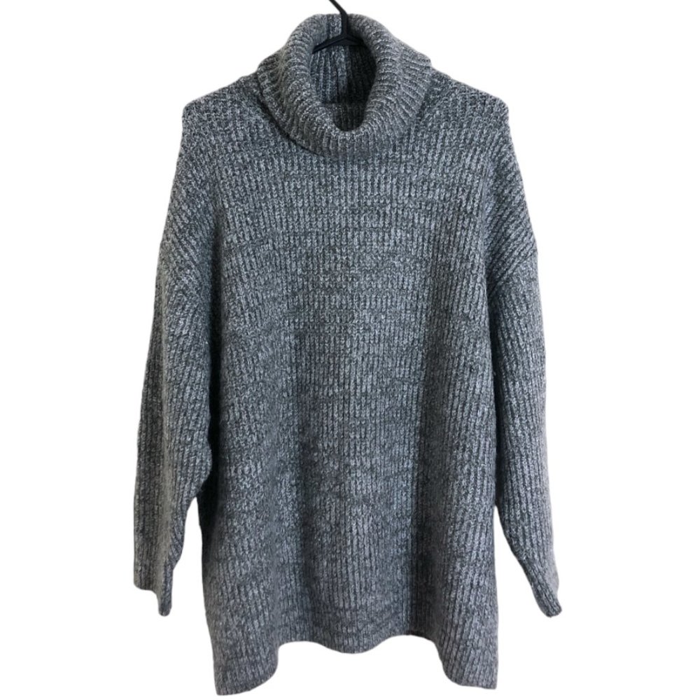 Zara Gray Ribbed Turtleneck Sweater - Picture 1 of 8